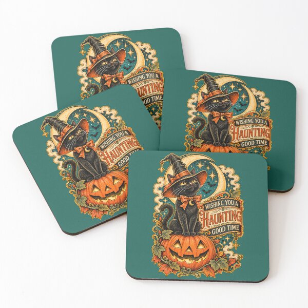 Item preview, Haunting Good Time Vintage Halloween Postcard designed and sold by Furflix.