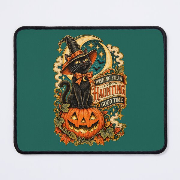 Item preview, Haunting Good Time Vintage Halloween Postcard designed and sold by Furflix.