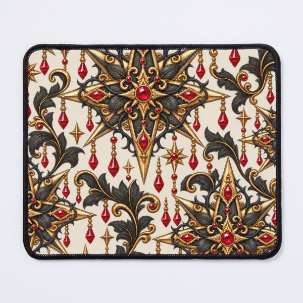 Item preview, Ruby Gothic Star – Black Gold Red Jewel Ornament designed and sold by MetaModel Editions.