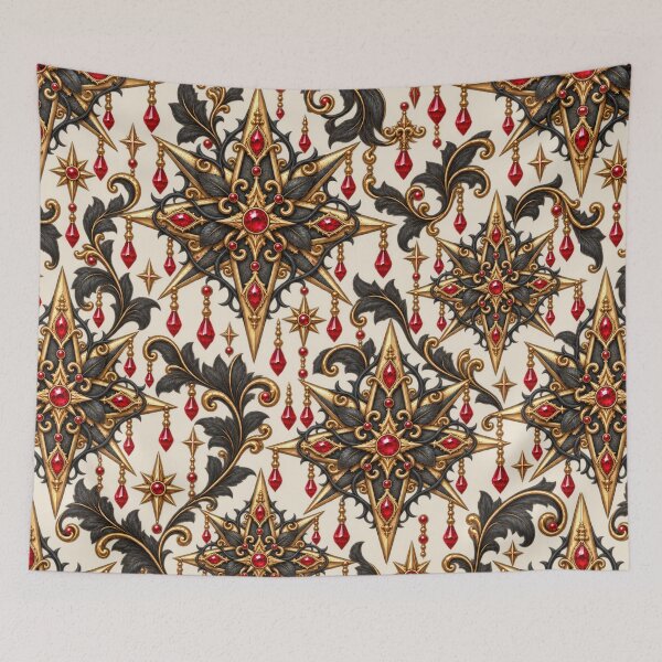 Item preview, Ruby Gothic Star – Black Gold Red Jewel Ornament designed and sold by MetaModel Editions.