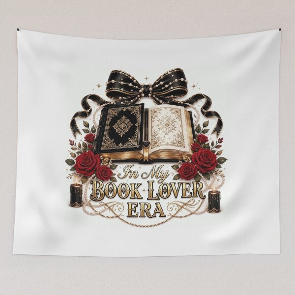 Item preview, In My Book Lover Era Black Bow Red Roses Luxury Old Money Bookish designed and sold by ChotipahArt.