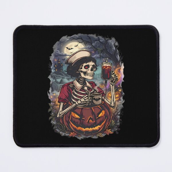 Item preview, Gothic Nurse Halloween – Skeleton with Blood Red Drink designed and sold by Art-Arcade6.