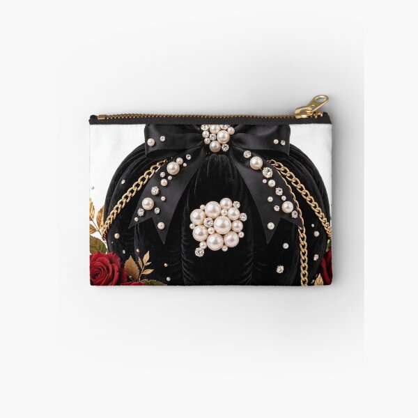 Item preview, Black Velvet Pumpkin Pearl Bow Red Roses Luxury Old Money Fall designed and sold by ChotipahArt.