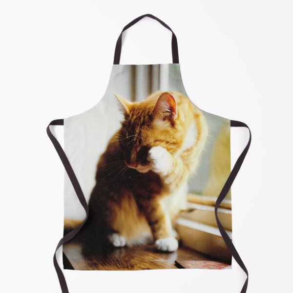 Item preview, Ginger and white cat cleaning photograph designed and sold by Natimo-Studio.