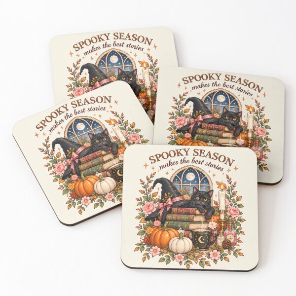 Item preview, Cozy Black Cat Halloween Book Lover Art designed and sold by MAGICKEY2024.