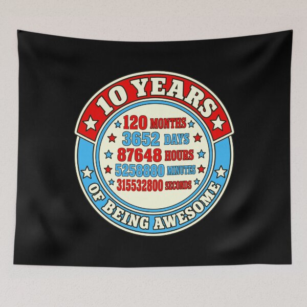Item preview, 10 Years Of Being Awesome Tenth Birthday Anniversary Milestone designed and sold by FolkGraphics.