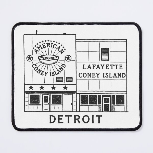Item preview, Detroit Coney Island Hot Dog Rivalry Line Art Print designed and sold by CitySketchCo.