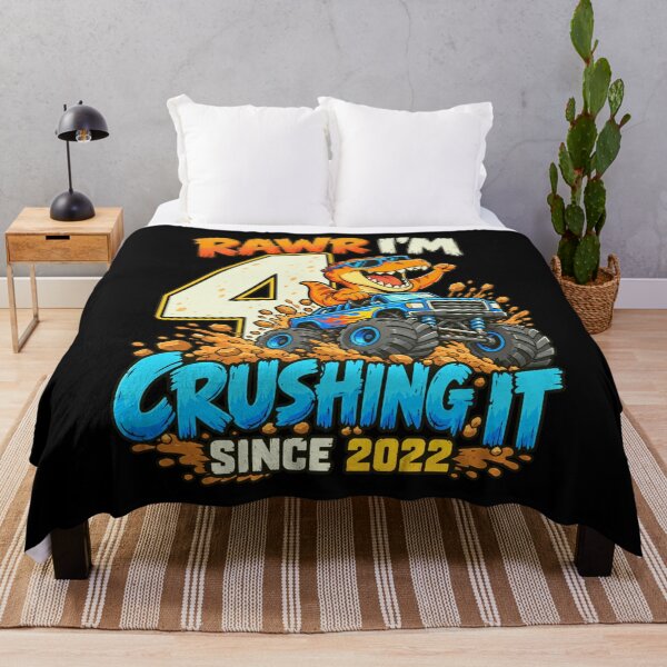 Item preview, Rawr I'm 4 Crushing It Since 2022 4th Birthday Boy Dinosaur Monster Truck designed and sold by FolkGraphics.