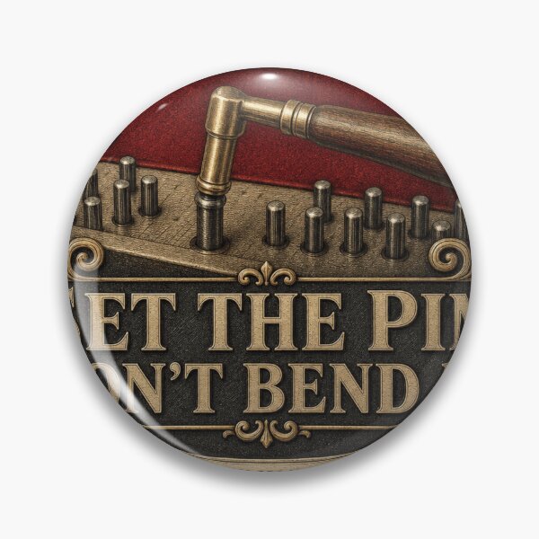 Item preview, Set The Pin Don't Bend It Tuning Hammer Badge designed and sold by BoosterShop.