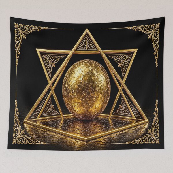 Item preview, Luxury Golden Hexagram - Traditional Baroque Cosmic Egg Art designed and sold by Breezes-of-Ida.