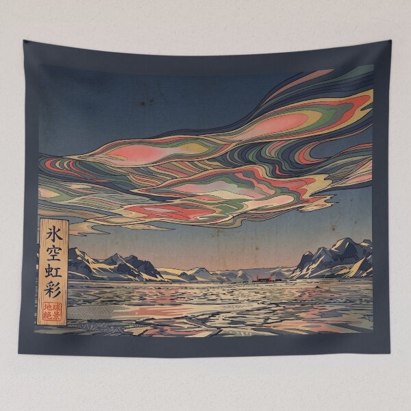 Item preview, Ukiyo-e Nacreous Clouds - Iridescent Ice Sky designed and sold by conohitoAI-ArtGallery.
