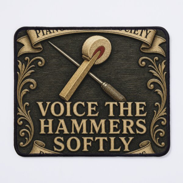 Item preview, Voice The Hammers Softly Piano Voicing Badge designed and sold by BoosterShop.