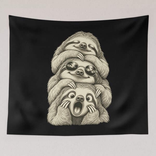 Item preview, Cute Funny Stacked Sloths Animal Lover Wildlife Fan designed and sold by FolkGraphics.