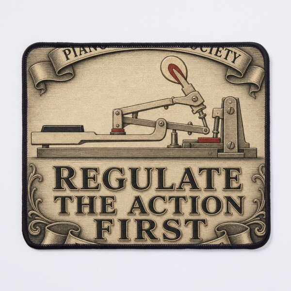 Item preview, Regulate The Action First Piano Action Emblem designed and sold by BoosterShop.