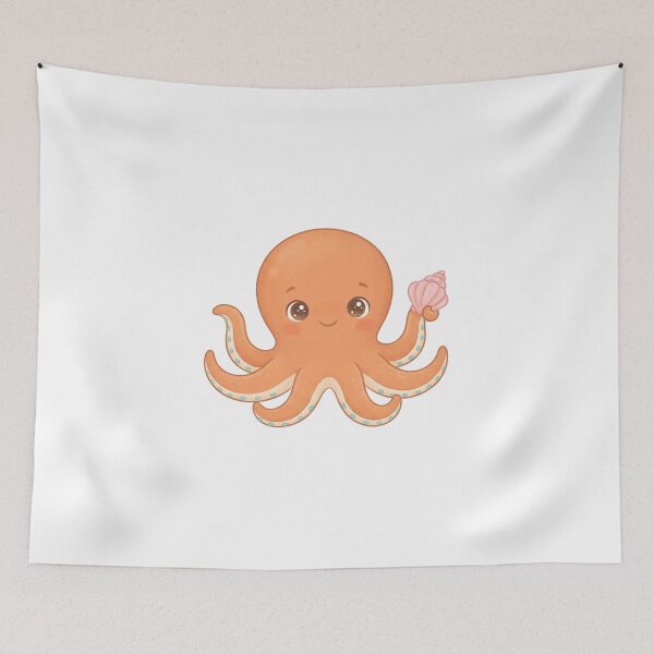 Item preview, Cute Octopus and Seashell Treasure Kawaii Ocean Animal Design designed and sold by Critter Bloom.