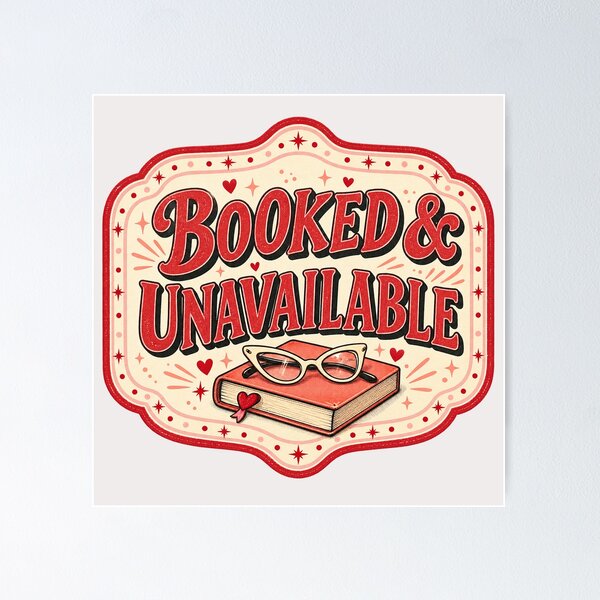 Item preview, Booked & Unavailable | Retro Book Lover designed and sold by SweetTeezPrints.