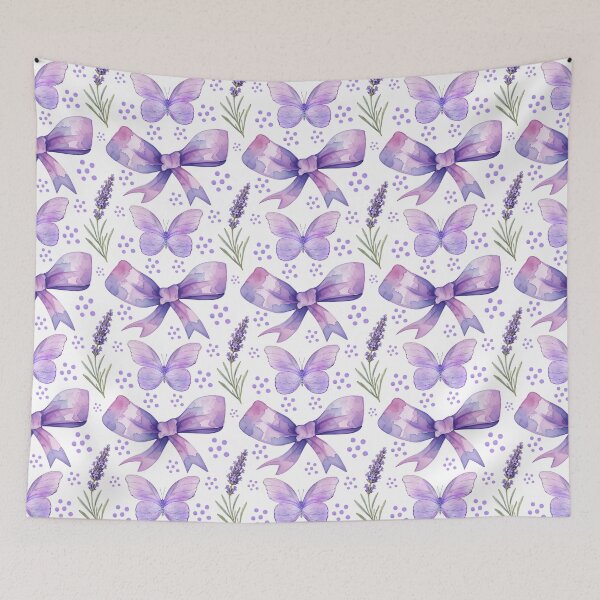 Item preview, Purple Ribbon Bows Watercolor Floral Pattern designed and sold by DILMIK..