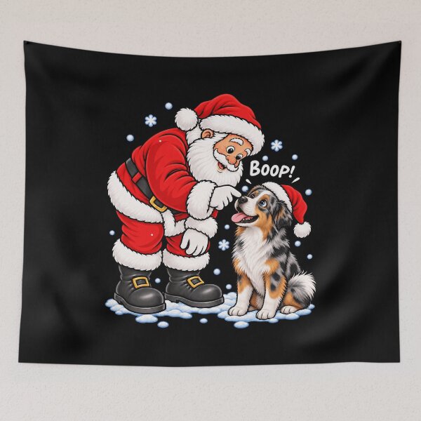Item preview, Funny Miniature American Shepherd Dog Santa Boop Merry Chirstmas Mom Dad designed and sold by rafaeltto.