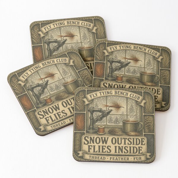 Item preview, Snow Outside Flies Inside Winter Fly Tying Emblem designed and sold by BoosterShop.