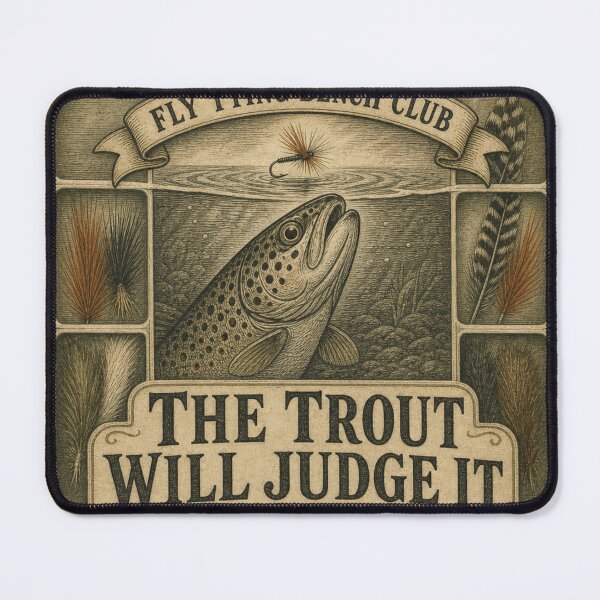 Item preview, The Trout Will Judge It Trout Flies Emblem designed and sold by BoosterShop.