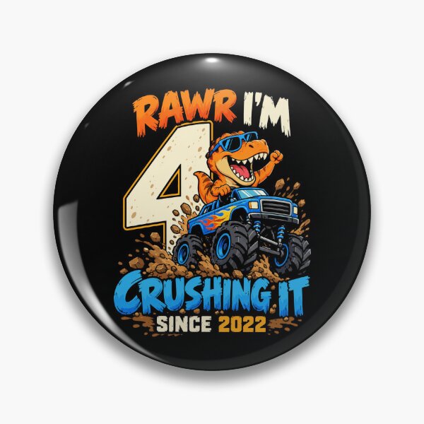 Item preview, Rawr I'm 4 Crushing It Since 2022 Fourth Birthday Dinosaur Monster Truck Kid designed and sold by FolkGraphics.