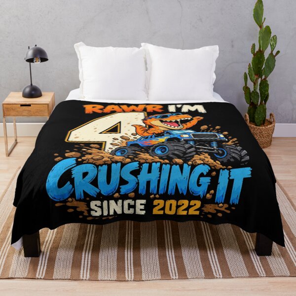 Item preview, Rawr I'm 4 Crushing It Since 2022 Fourth Birthday Dinosaur Monster Truck Kid designed and sold by FolkGraphics.