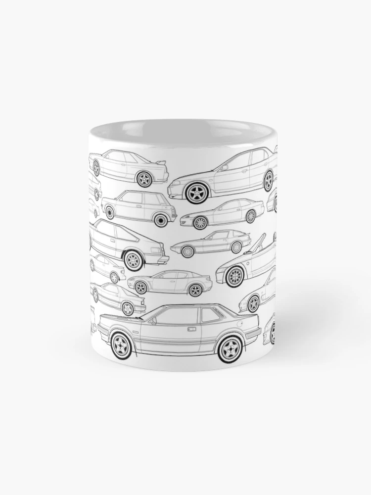 Aperçu 4 sur 6. Mug à café avec l'œuvre Japanese classic cars mug wrap no2 créée et vendue par RJWautographics Mugs and Stickers.