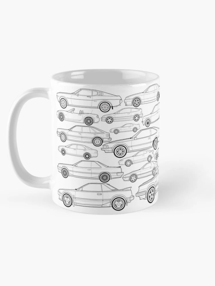 Aperçu 5 sur 6. Mug à café avec l'œuvre Japanese classic cars mug wrap no2 créée et vendue par RJWautographics Mugs and Stickers.