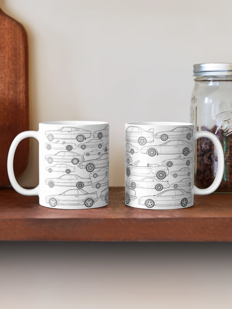 Aperçu 2 sur 6. Mug à café avec l'œuvre Japanese classic cars mug wrap no2 créée et vendue par RJWautographics Mugs and Stickers.