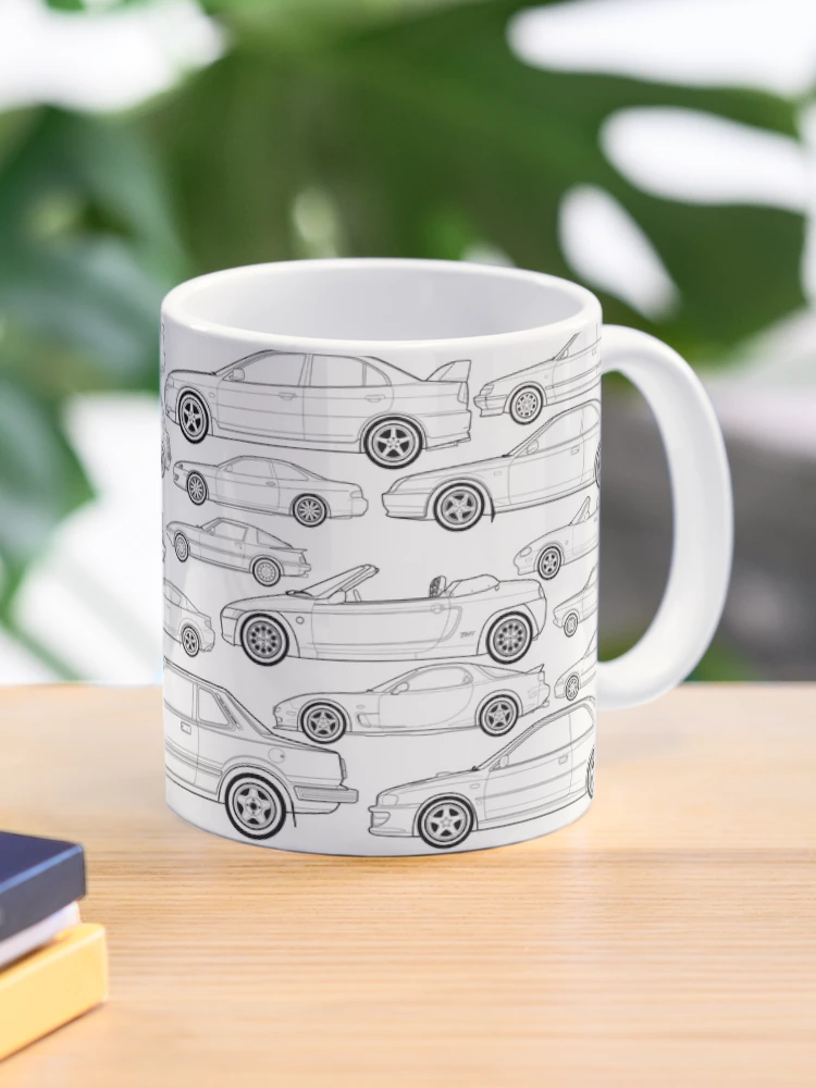 Aperçu 1 sur 6. Mug à café avec l'œuvre Japanese classic cars mug wrap no2 créée et vendue par RJWautographics Mugs and Stickers.