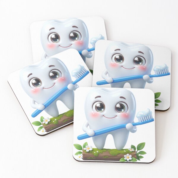 Item preview, Cute Tooth with Toothbrush designed and sold by Thanat Pattern Studio.