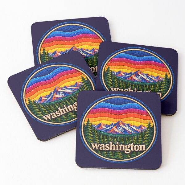 Item preview,  Washington State Embroidered Sunset Mountain Patch designed and sold by Swanny's Custom T-shirt and Gift Designs.