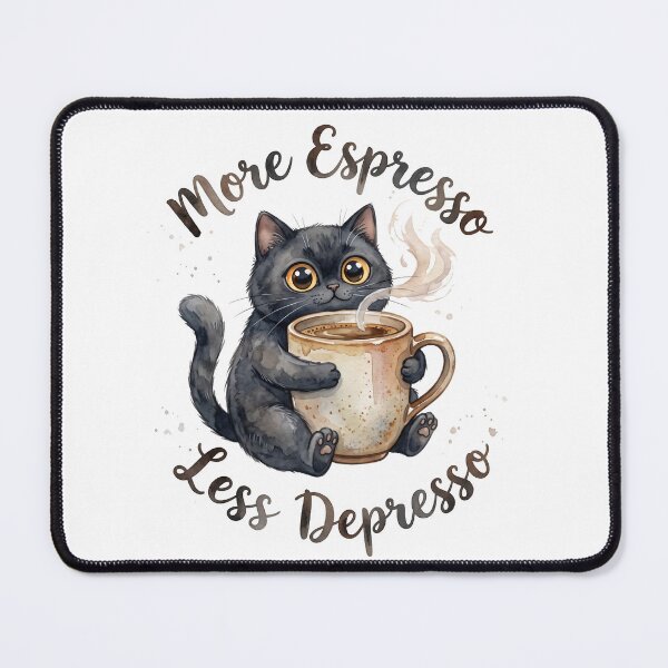 Item preview, More Espresso Less Depresso Black Cat  designed and sold by Digitalphoto4u.