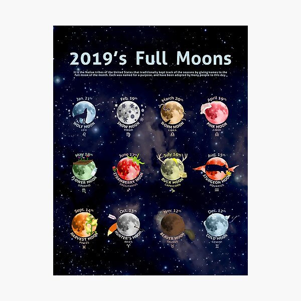 2019's Full Moons Photographic Print