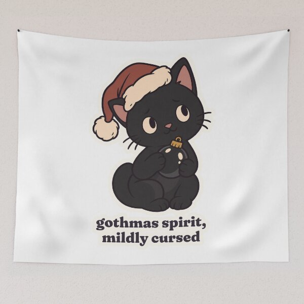 Item preview, Black Cat Christmas Gothmas Spirit Mildly Cursed designed and sold by OuqCreations.