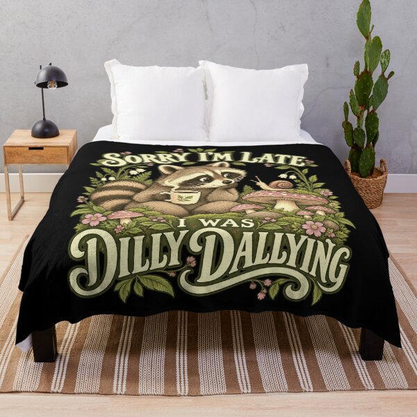 Item preview, Sorry I'm Late I Was Dilly Dallying Raccoon Coffee Drinker designed and sold by FolkGraphics.