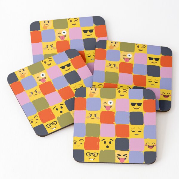 Item preview, Colorful Emoji Mood Faces Checkerboard Pattern designed and sold by asudesign.