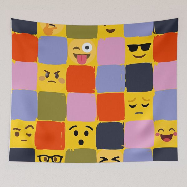 Item preview, Colorful Emoji Mood Faces Checkerboard Pattern designed and sold by asudesign.