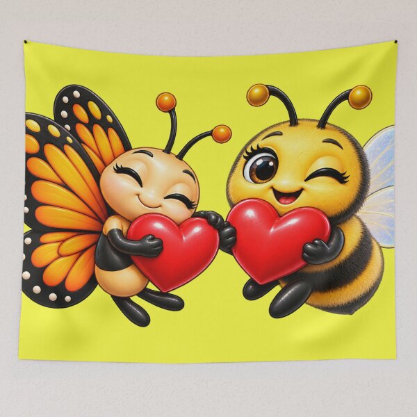 Item preview, Butterfly and Bumblebee Love – Two Hearts One Sweet Connection designed and sold by JanRizz.
