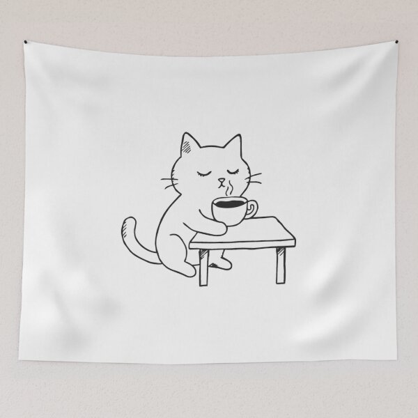 Item preview, cat drinking coffee designed and sold by Na Najah.