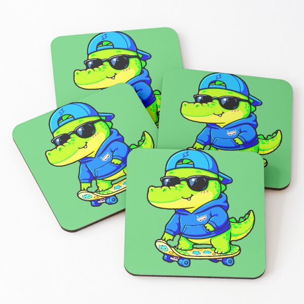 Item preview, Kawaii Blue Crocodile Skater Hoodie Hat Cute Skateboard Kids designed and sold by AstronautMerch.