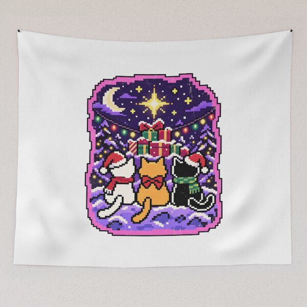 Item preview, Christmas Cats Watching Gifts Pixel Art Holiday designed and sold by DesignArtist.ia.