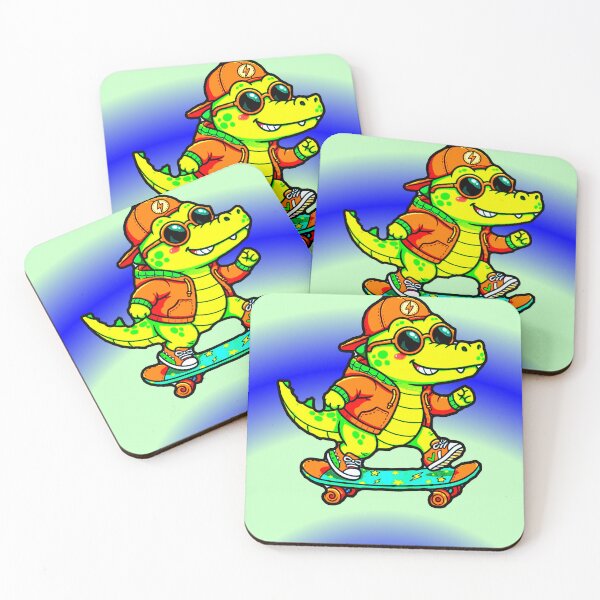 Item preview, Cool Crocodile Skater Dino Skateboard Orange Cap Glasses Funny designed and sold by AstronautMerch.