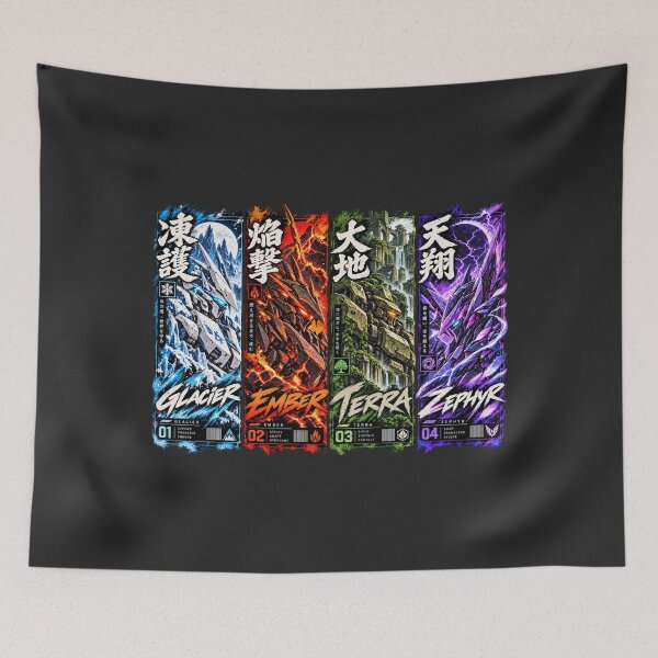 Item preview, Elemental Mecha Guardians – Ice Fire Earth Storm designed and sold by slemfiskz.