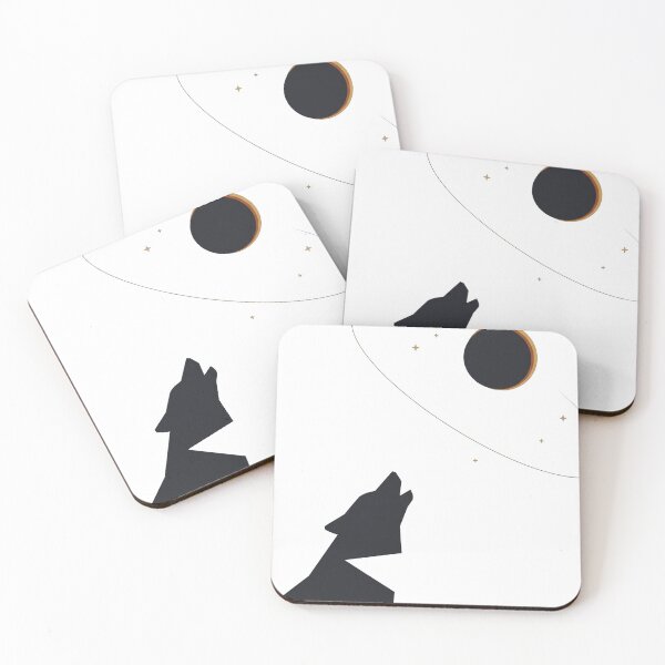 Item preview, Solar Eclipse Howling Wolf Minimalist Night Art designed and sold by KeremYurtseven.