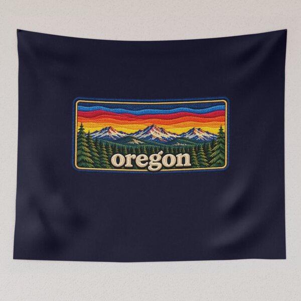 Item preview, Oregon Three Sisters Embroidered Sunset Patch designed and sold by Swanny's Custom T-shirt and Gift Designs.