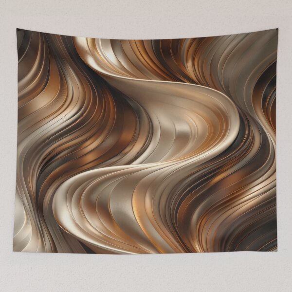 Item preview, Golden Flow - Modern Abstract Metallic Waves and Fluid Digital Art designed and sold by MargaretWiktor.