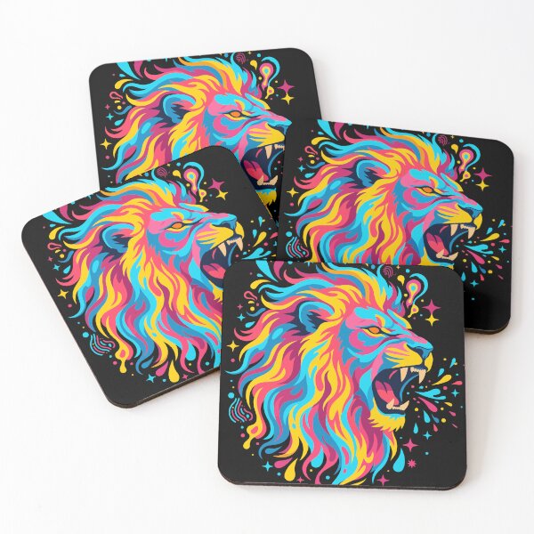 Item preview, Neon Roaring Lion Vibrant Psychedelic Pop Art designed and sold by KeremYurtseven.
