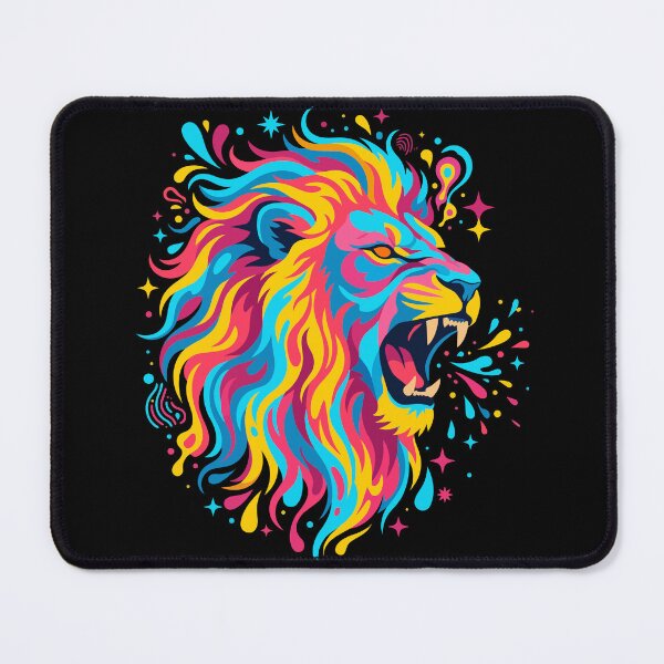 Item preview, Neon Roaring Lion Vibrant Psychedelic Pop Art designed and sold by KeremYurtseven.