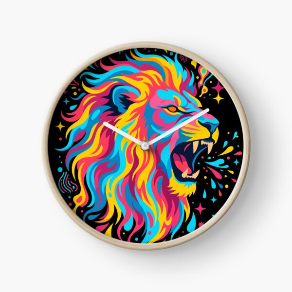 Item preview, Neon Roaring Lion Vibrant Psychedelic Pop Art designed and sold by KeremYurtseven.